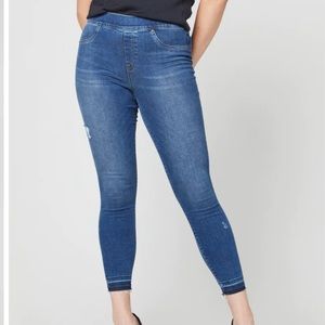 Spanx Distressed Ankle Skinny Jeans, Medium Wash, Size Small Petite